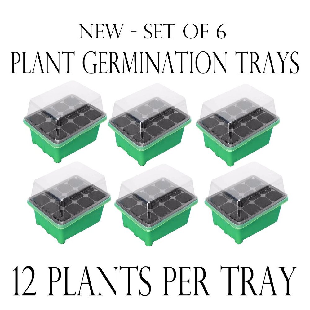 NEW 6 Pack Germination Tray Garden Supplies Gardening Plant Starter Trays 12 Pla
